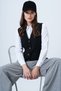 Black Adjustable Waist Faux Suede Vest with Stitching Detail Alc-X14408 - 6
