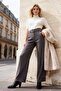 Anthracite Belted Straight Cut Woven Fabric Trousers TWOSS21PL0104