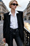Black Oversize Lined Woven Blazer Jacket Twoss23Bc00067