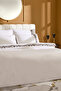 Furia 100% Cotton Embroidered Double Duvet Cover Set White - 11