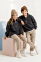 Antrasit Kız Çocuk /Erkek Çocuk Polar Çıtçıtlı Dik Yaka Kalın Örme Sweatshirt TKDAW26SW00058