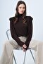Bitter Brown Half Turtleneck Padded Blouse Alc-X14665 - 2