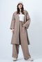 Milky Coffee Self-Textured Knitted Long Cardigan and Double-Pocket Palazzo Pants Set Alc-X14387 - 2