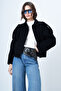 Black Shoulder Epaulettes Lined Faux Suede Bomber Jacket Alc-X14526 - 5