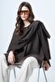 Women's Brown Shawl Detailed Winter Jacket Alc-X14694