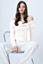 Ecru Carmen Collar Bow Tie Knitted Blouse Alc-X14558 - 4