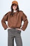 Brown Shoulder Epaulettes Lined Faux Suede Bomber Jacket Alc-X14526 - 4