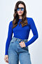Women's Cobalt Crew Neck Basic Blouse Alc-X14389