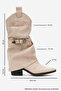 Okus Beige Suede Women's Buckle Thick Heeled Short Boots - 6