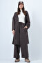 Bitter Coffee Self-Textured Knitted Long Kimono and Double-Pocket Palazzo Pants Set Alc-X14387 - 2