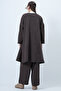 Bitter Coffee Self-Textured Knitted Long Kimono and Double-Pocket Palazzo Pants Set Alc-X14387 - 5