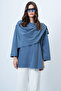 Indigo Blue Shawl Detailed Fleece Jacket Alc-X14683 - 5