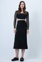 Black Faux Suede Maxi Skirt with Hidden Zipper and Stitching Detail Alc-X14407 - 5