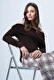 Bitter Brown Madonna Collar Shoulder Accessory Detailed Knitted Blouse Alc-X14557