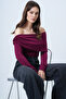 Violet Madonna Collar Shoulder Accessory Detailed Knitted Blouse Alc-X14557 - 5