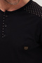 Men's standard fit regular cut 100% cotton crew neck elastic waist black pajama set - 3