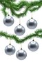 Christmas Pine Tree Ornament Silver 8 cm Matte 6-Piece Cici Ball