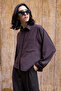 Kahverengi Çizgili Oversize Dokuma Gömlek TWOAW26GO00138 - 8