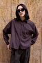 Kahverengi Çizgili Oversize Dokuma Gömlek TWOAW26GO00138 - 5