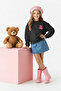 Anthracite Cotton Back Printed Oversized Girls' Knitted Sweatshirt Tkdaw26Sw00039