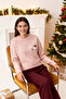 Pembe Yılbaşı Temalı Yumuşak Dokulu Crop/Kısa Triko Kazak TWOAW26KZ00174