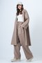 Milky Coffee Self-Textured Knitted Long Cardigan and Double-Pocket Palazzo Pants Set Alc-X14387 - 7