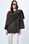 Women's Brown Shawl Detailed Winter Jacket Alc-X14694 - 6