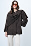 Women's Brown Shawl Detailed Winter Jacket Alc-X14694 - 4