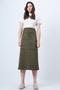 Khaki Hidden Zipper Detailed Faux Suede Maxi Skirt Alc-X14407