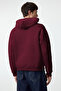 Bordo Oversize/Geniş Kesim Sırtı Nakış Detaylı Kapüşonlu Sweatshirt TMNAW25SW00142 - 3