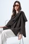Women's Brown Shawl Detailed Winter Jacket Alc-X14694 - 5