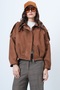 Brown Shoulder Epaulettes Lined Faux Suede Bomber Jacket Alc-X14526 - 5