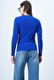 Women's Cobalt Crew Neck Basic Blouse Alc-X14389 - 5
