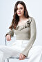 Water Green Wide Collar Ruffled Knitted Blouse Alc-X14696