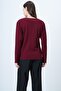 Burgundy Self-Belted Blouse with Gold Accessory Detail Alc-X14699 - 6