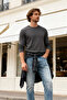 Anthracite Regular/Normal Cut Long Sleeve Basic Textured 100% Cotton T-Shirt Tmnaw25Ts00003