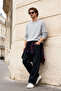 Gray Melange Oversize/Loose Fit Fleece Inside/Warm Raglan Sleeve Sweatshirt Tmnaw23Sw00190