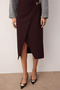 Dark Brown Accessory Detailed Double Breasted Slit Midi Woven Skirt Twoaw26Et00080 - 3