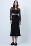 Black Faux Suede Maxi Skirt with Hidden Zipper and Stitching Detail Alc-X14407