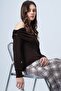 Bitter Brown Madonna Collar Shoulder Accessory Detailed Knitted Blouse Alc-X14557 - 4