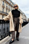 Brown Leopard Print Straigth/Straight Cut Woven Fabric Pants Twoaw25Pl00030
