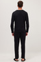 Men's standard fit regular cut 100% cotton crew neck elastic waist black pajama set - 7