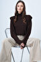 Bitter Brown Half Turtleneck Padded Blouse Alc-X14665