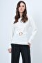 Ecru Self-Belted Blouse with Gold Accessory Detail Alc-X14699 - 4