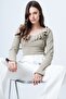 Water Green Wide Collar Ruffled Knitted Blouse Alc-X14696 - 2