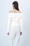 Ecru Carmen Collar Bow Tie Knitted Blouse Alc-X14558 - 5
