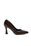 Brown Patent Leather Women's Classic Heeled Shoes 16002 - 6