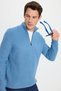 Men's Slim Fit Slim Fit Zippered Indigo Stand Collar Knitwear Sweater - 4