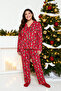 Red Shirt Collar Christmas Themed Knitted Pajama Set Tbbaw24Ai00002