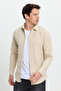 Men's Slim Fit Slim-Fit Long Sleeve Solid Winter Lumberjack Beige Shirt - 6